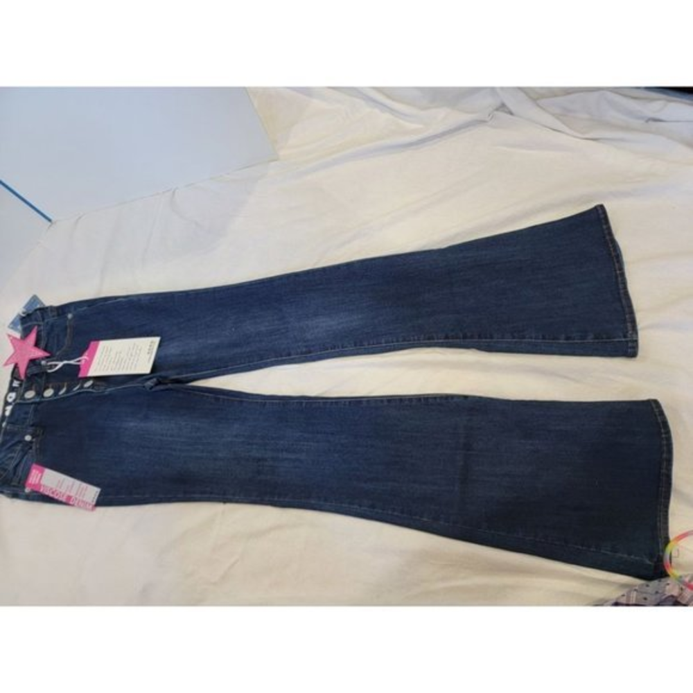 S.O.N.G Fit N Flare 5/27 Dark Wash Jeans Baby Girls Bejeweled on Back Pockets NW